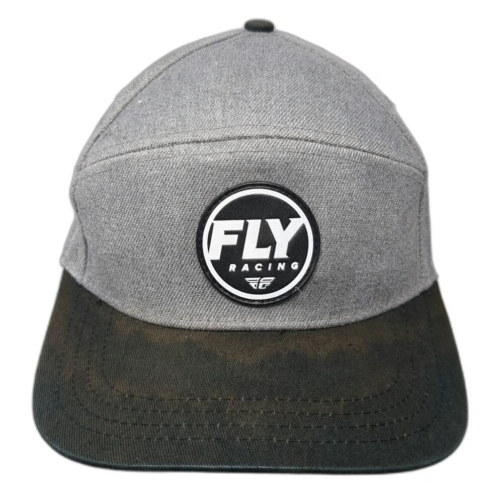 Fly Racing Snapback Hat Gray One Size 5 Panel Flat Brim Patch Logo Motocross